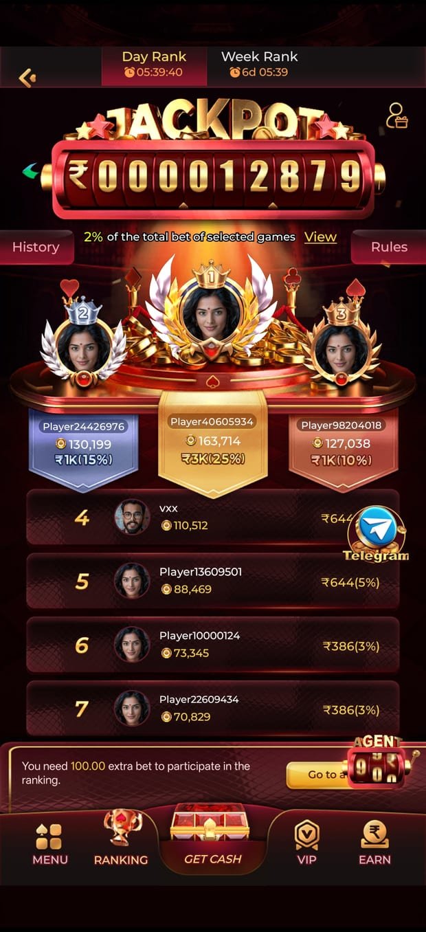 bonu7 game jackpot and leaderboard screen with the top 3 players and prize ticker