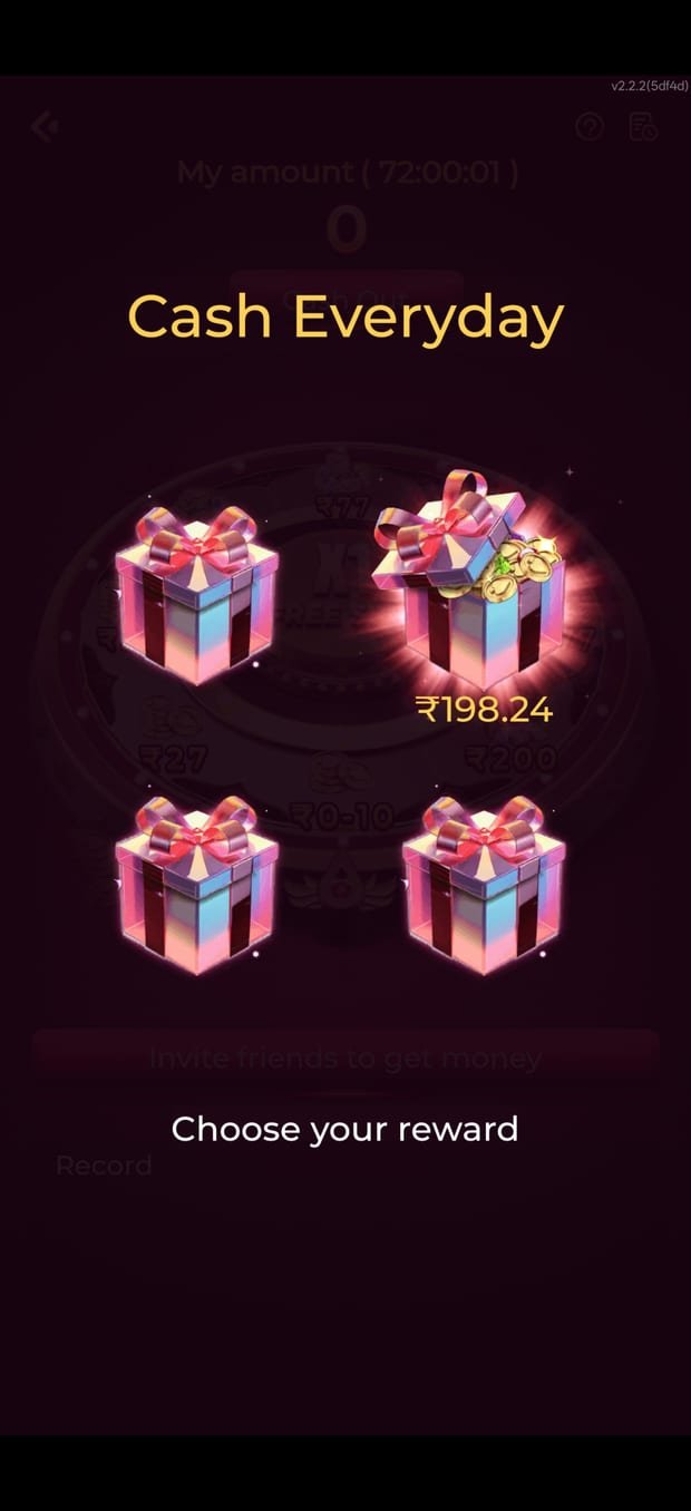 bonu7 game daily reward screen with gift boxes to choose from